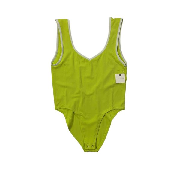 Anthropologie Bodysuit Women XXS 2XS Acid Lime Low Back Seamless Sweetheart - Picture 1 of 11